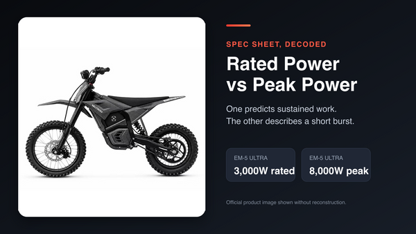Rated Power vs Peak Power on Electric Dirt Bikes: What the Numbers Actually Mean