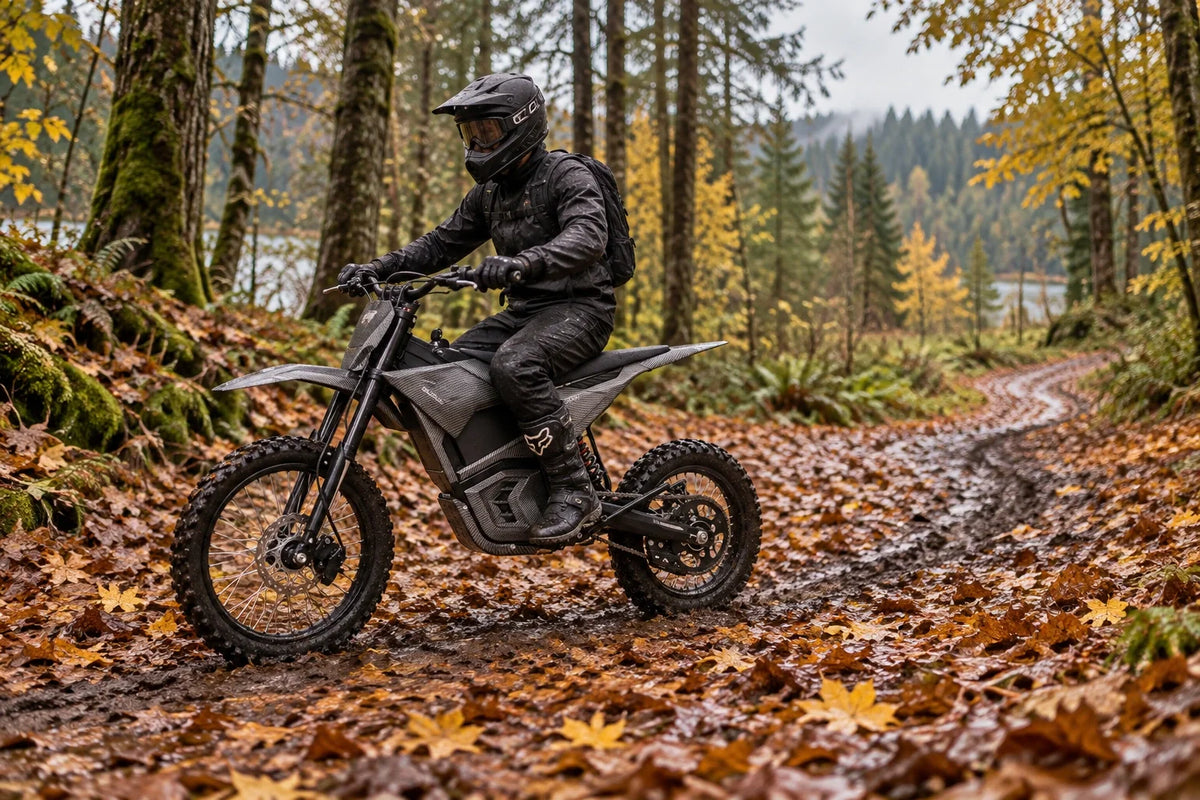 Electric Dirt Bike Fall Riding on Wet Leaves: Grip, Hidden Obstacles and Braking